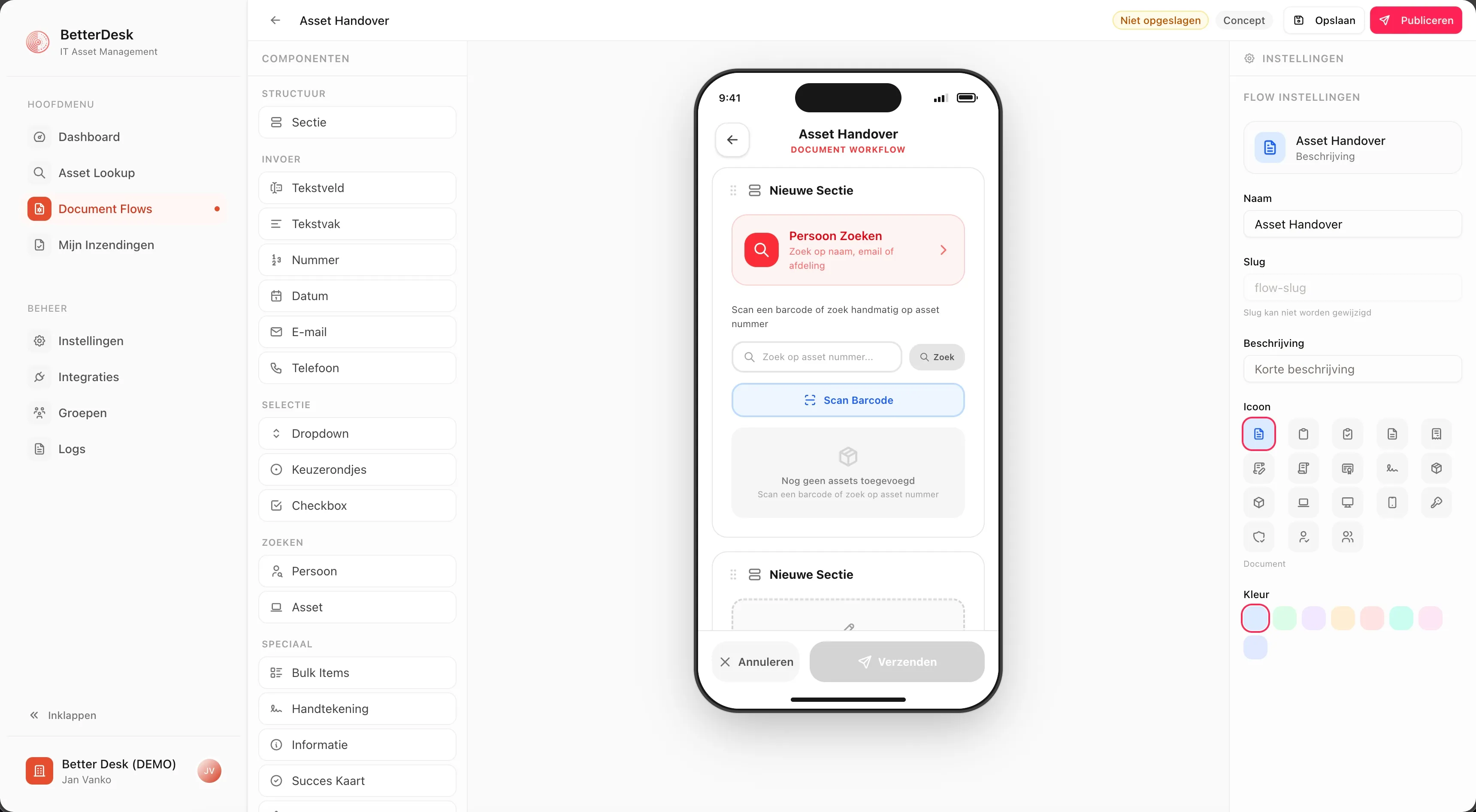 Flow builder with fields configured
